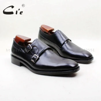 

cie Free Shipping Goodyear Welted Handmade Square Plain Toe Double Monk Straps Calf Leather Men's Shoe Leather Outsole MS153