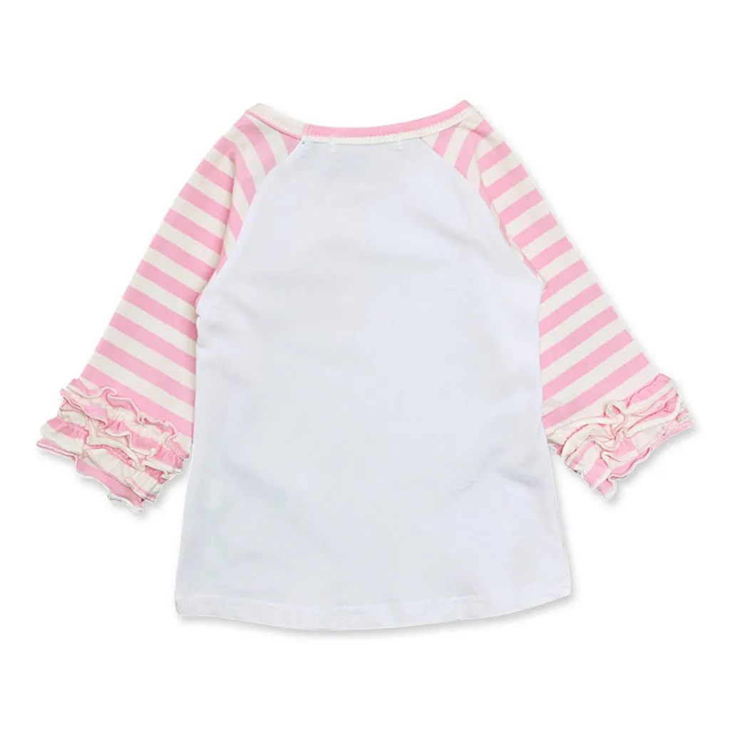 Toddler Kids Baby Girl Striped Cartoon Rabbit Casual Princess T Shirt Tops