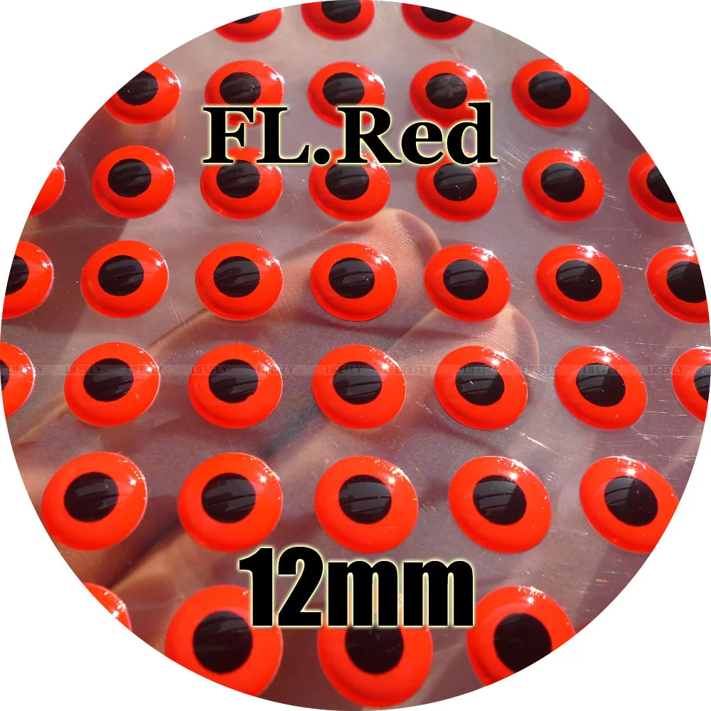 12mm 3D FL. Red / Wholesale 300 Soft Molded 3D Holographic Fish