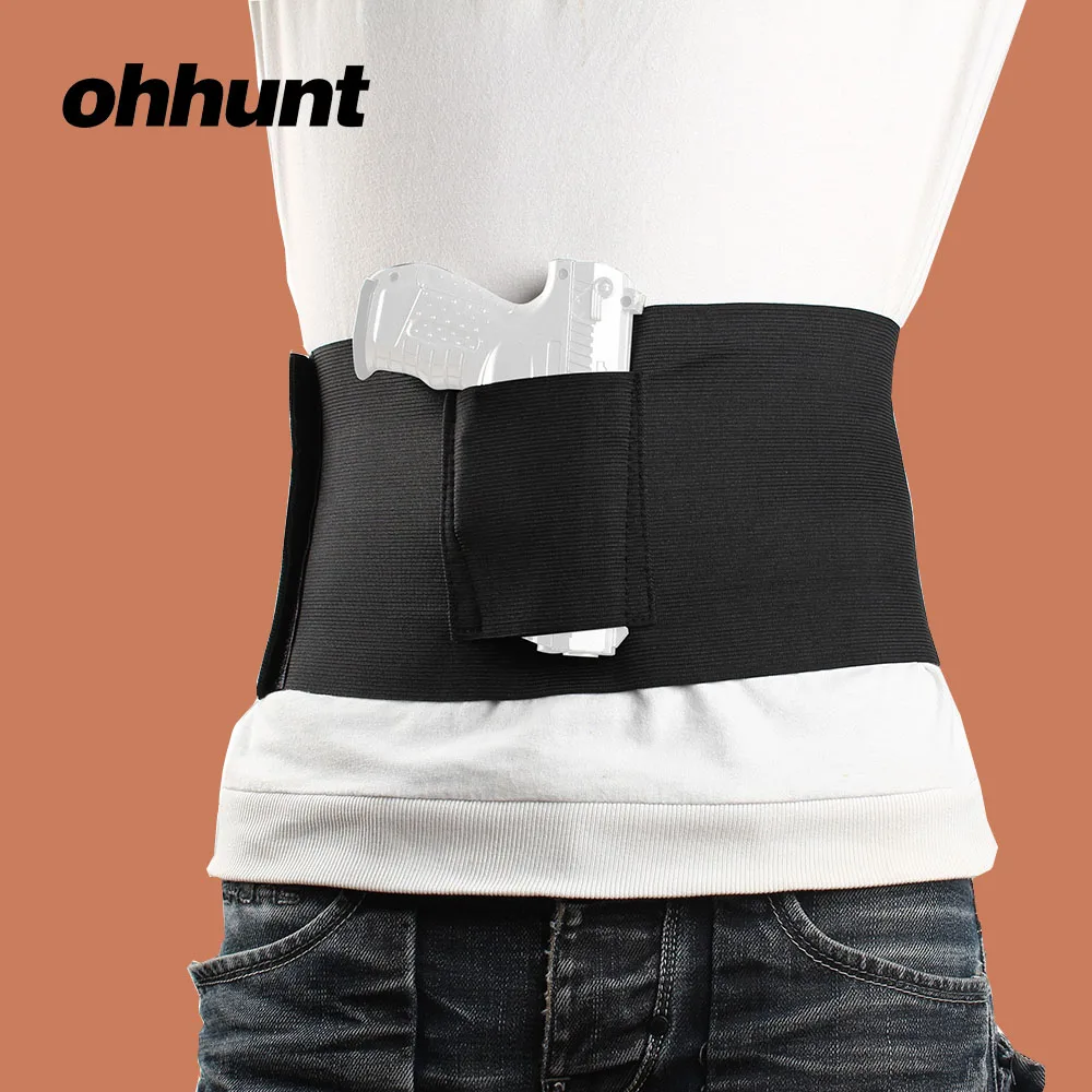 

ohhunt Tactical Belly Band Adjustable Elastic Concealed Abdominal Belt Pistol Handgun Holster Fit for Men Women