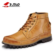 z.suo New Fashion Men Boots Cow Leather Zipper Design Ankle Boots Genuine Leather Rubber Bota Masculina Winter Men’s Shoes zs608