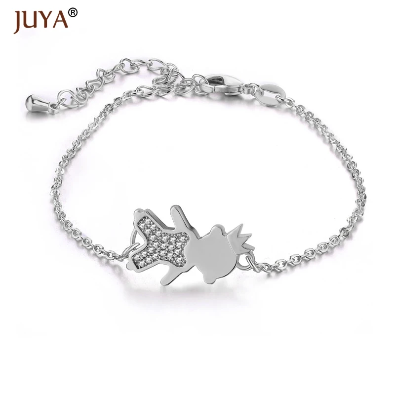 

2019 Summer Latest DIY Popular Lucky Crown Girl Boy Kids Mama Charms Zircon Copper Bracelet Kawaii Jewelry For Mom Women Gift