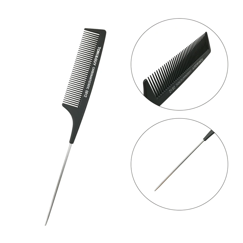 

New Black Carbon Comb Set For Hairdressers Steel Anti Static Heat Resistant Professional Salon Hair Combs Brush Styling Tools