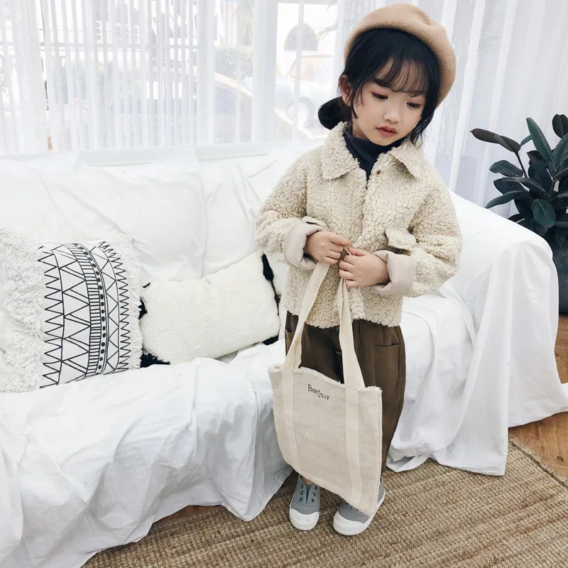 Зимняя детская куртка для девочек пальто из искусственного меха с длинными рукавами теплая однотонная утепленная верхняя одежда, детская одежда От 2 до 10 лет