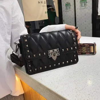 

Quilted Chains Diamond Lock Leather Square Thread Bag Women 2020 Designer Luxury Ladies Crossbody Handbag Messenger Famous Brand