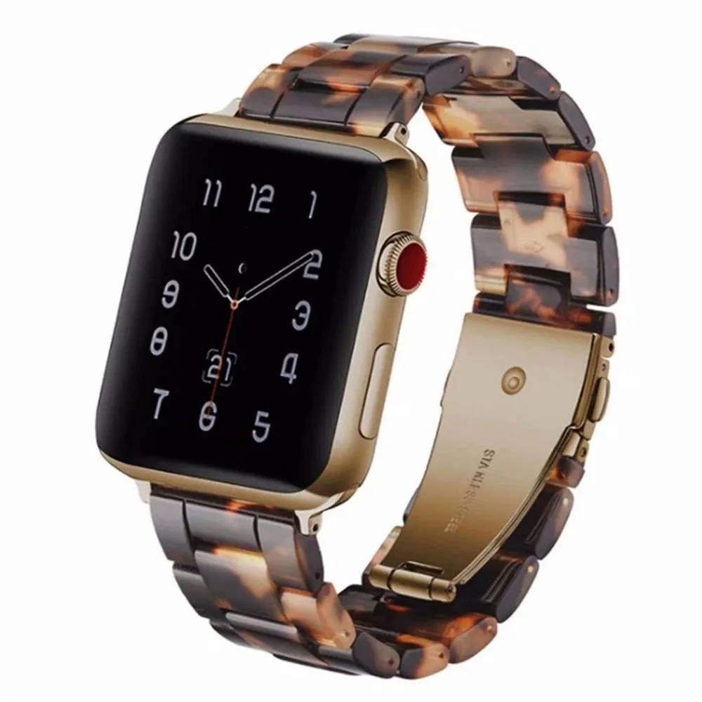 Ремешок из смолы для iWatch серии 4 42 мм 44 мм браслет из нержавеющей стали с металлической пряжкой для Apple Watch Series 1 2 3 38 мм 40 мм браслет