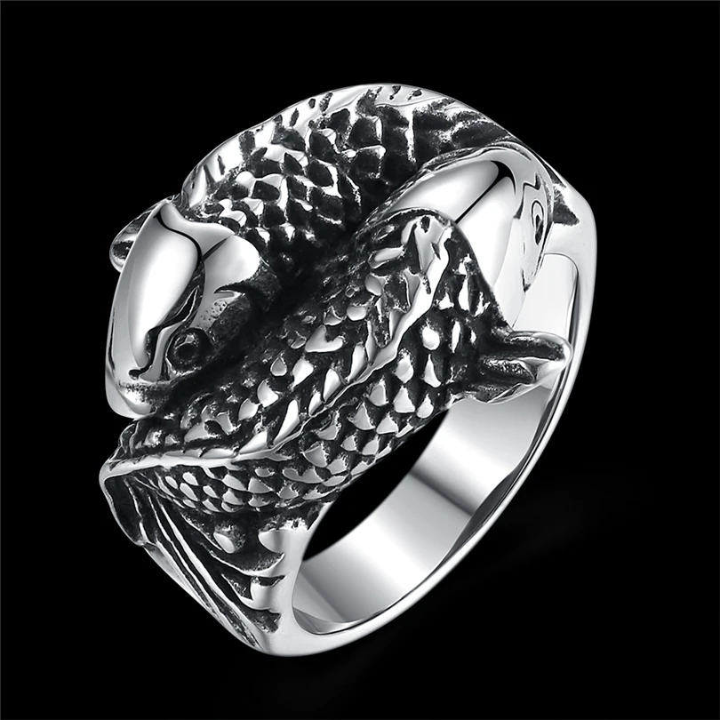 New Arrival 316L Pure Titanium Steel Fish Shape Finger Ring Cool Men