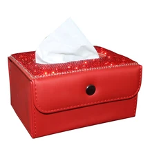 Многофункциональная роскошная хрустальная кожаная автомобильная коробка для салфеток с блестящими бриллиантами декоративная автоматическая коробка для полотенец для салфеток аксессуары для интерьера