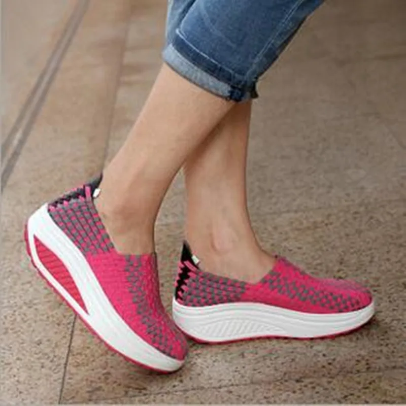 

Women Shoes 2018 New Arrival Fashion Women Woven Shoes Breathable Waterproof Platform Shoes Woman Casual Women Sneakers