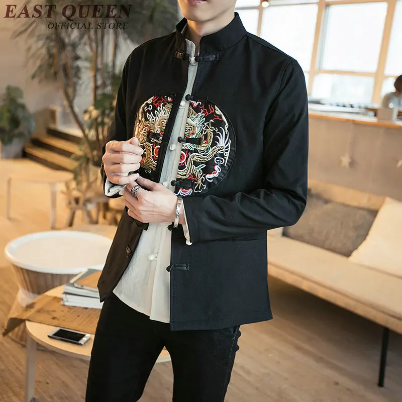 Traditional Chinese Clothing for men tang suit costume Embroidered dragon bomber jacket mandarin collar cheongsam KK569 W