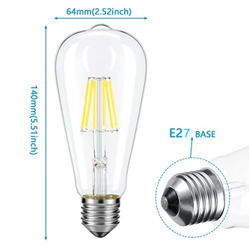 Диммисветодиодный емая Светодиодная лампа Эдисона GentelWay 8 Вт E27/ST64 для люстры и