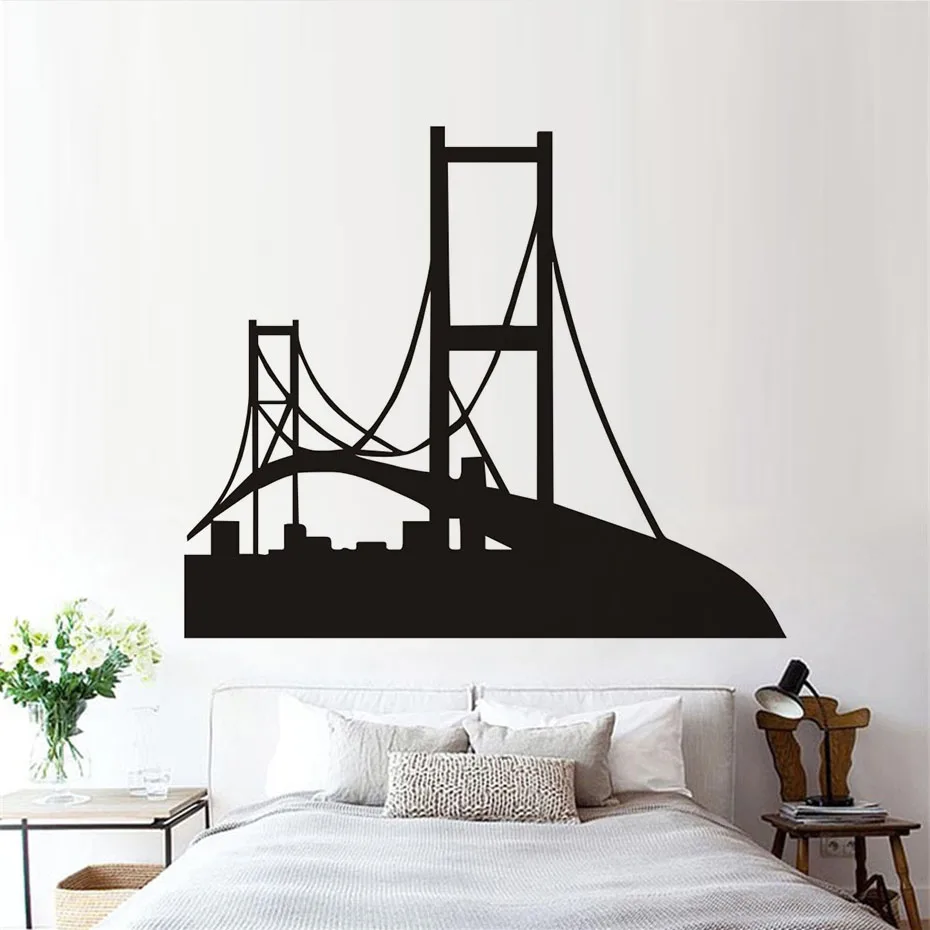 San Francisco Silhouette Wall Decal Golden Gate Bridge Vinyl San Francisco Silhouette Wall Decal