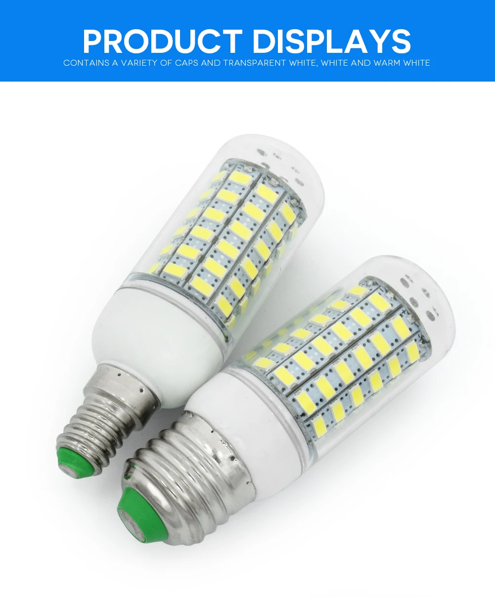 Светодиодная лампа E27 E14 светодиодная лампочка SMD5730 220 В кукуруза 24 36 48 56 69 72 люстра