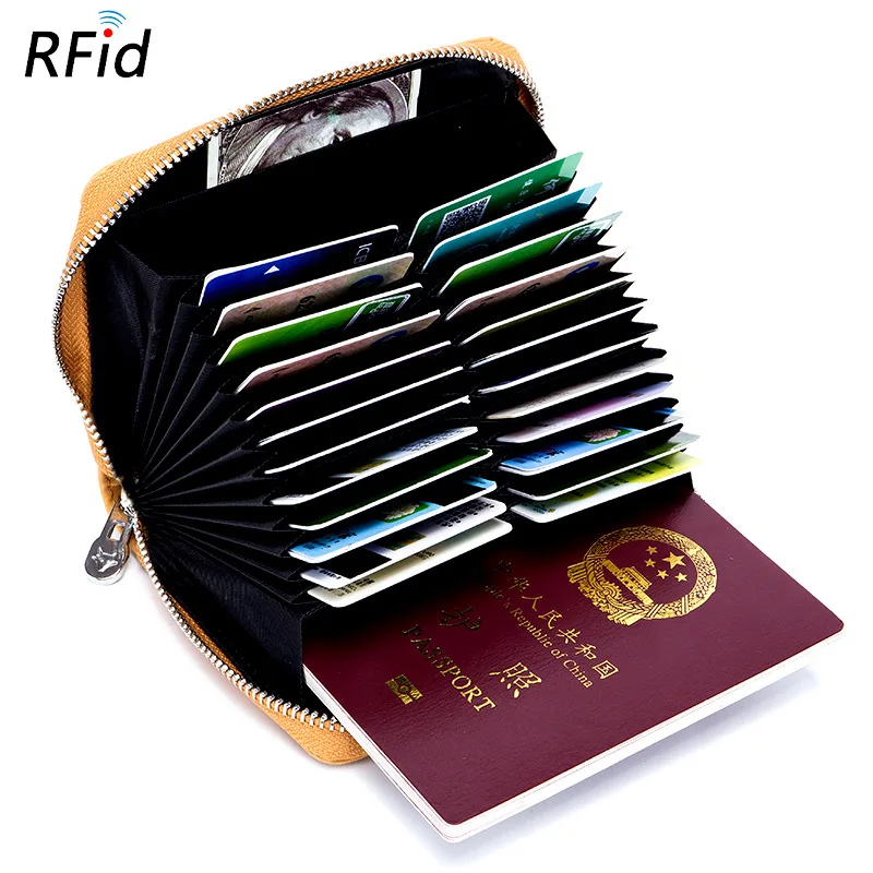 RFID Блокировка аккордеон держатель кредитной карты кожаный кошелек для мужчин и