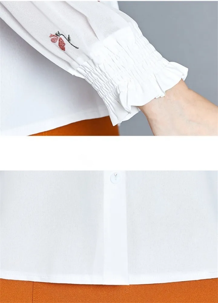 Женская блузка большого размера с цветочной вышивкой в корейском S 4XL длинными