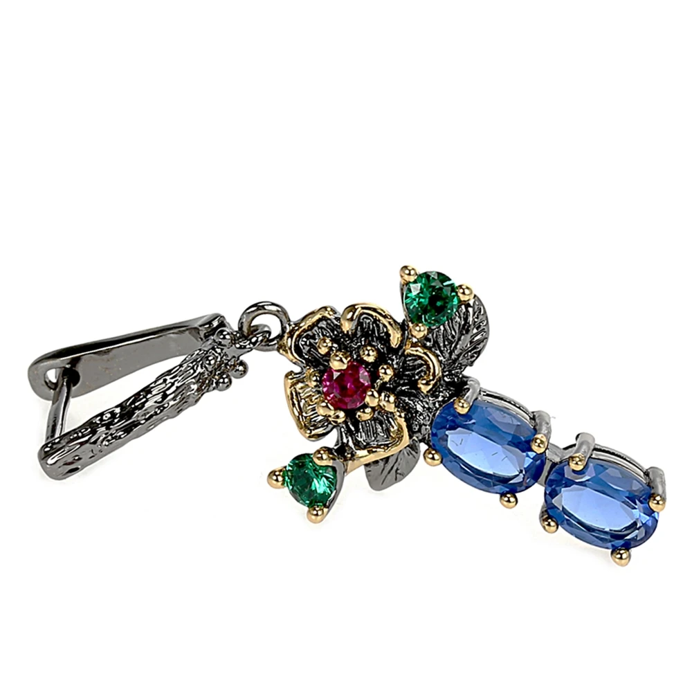 Blue crystal flower earrings (1)