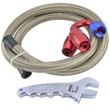 

AN10 10-AN STAINLESS BRAIDED OIL/FUEL LINE HOSE 1 METER +STRAIGHT+180 DEGREE SWIVEL FITTING With Spanner