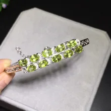 Натуральный зеленый драгоценный камень перидота Браслеты Натуральный оливин S925 Серебряный браслет модные роскошные двухрядные женские вечерние ювелирные изделия