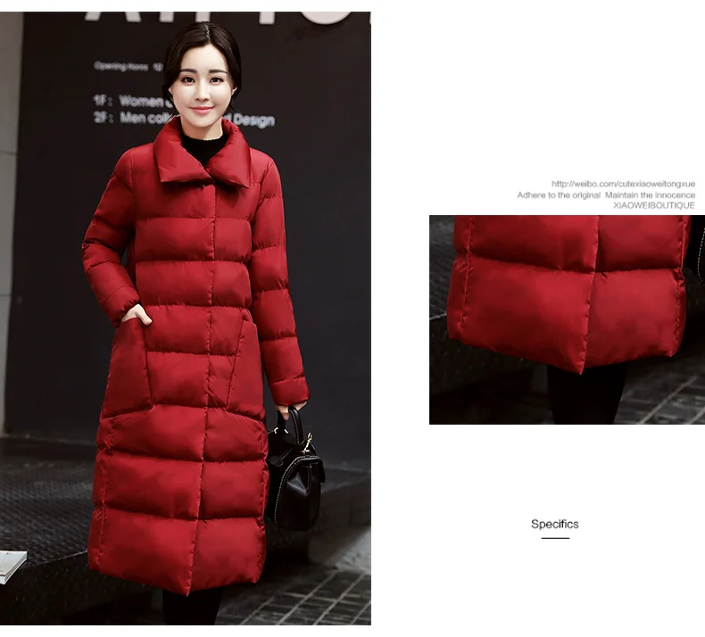 Новинка, Длинная женская зимняя куртка, пальто со стоячим воротником, длинное пуховое хлопковое пальто Parkar, женская зимняя верхняя одежда для отдыха, женские пальто YZ364
