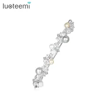 LUOTEEMI, натуральный жемчуг, кубический цирконий, модное ювелирное изделие, свадебные шпильки для волос, аксессуары для волос для женщин, девушек, для свадьбы, свидания