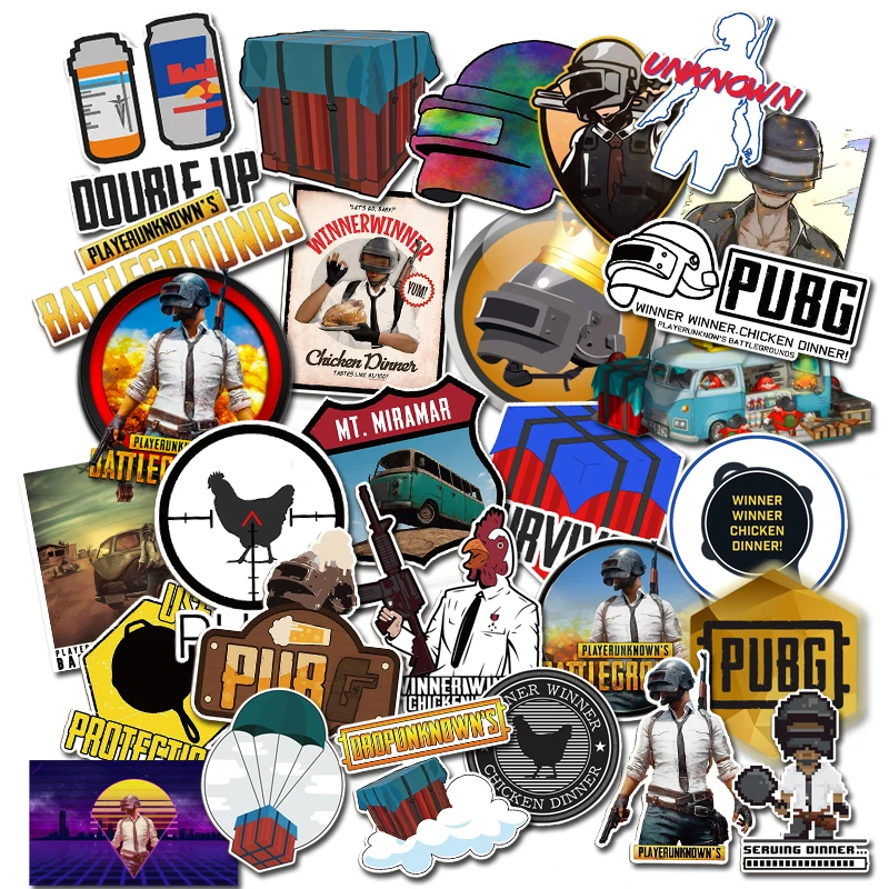 

TD ZW 29Pcs/lot Playerunknows PUBG Game Stickers For Snowboard Laptop Luggage Car Fridge Car- Styling Sticker Pegatina