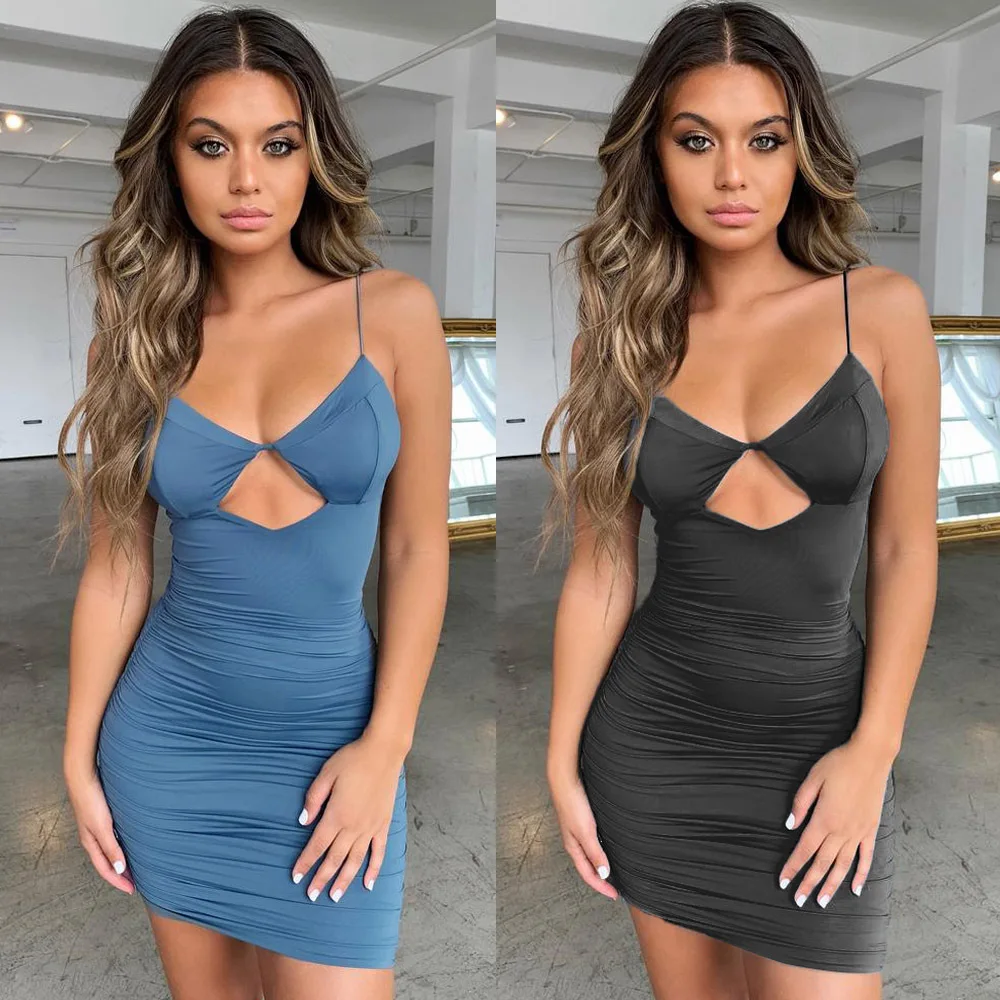 

Sexy Solid Color Tight Dress New Ladies Sleeveless Mini Women's Clothing Bandage Open Back Dress