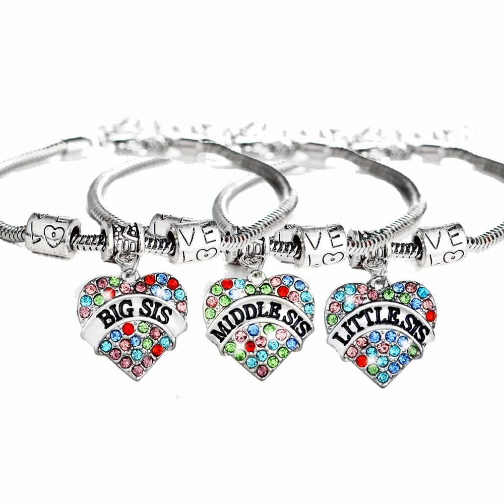 3 шт./компл. браслет с сердечками и бусинами|bangle jewelry|sister braceletsbeads colorful |