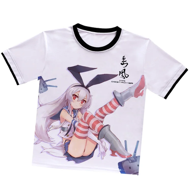 Коллекция аниме-игр Kantai, футболка Kongo Shimakaze Amatsukaze Yukikaze, белая футболка из полиэстера, летняя футболка Kancolle для активного отдыха - Цвет: D0351