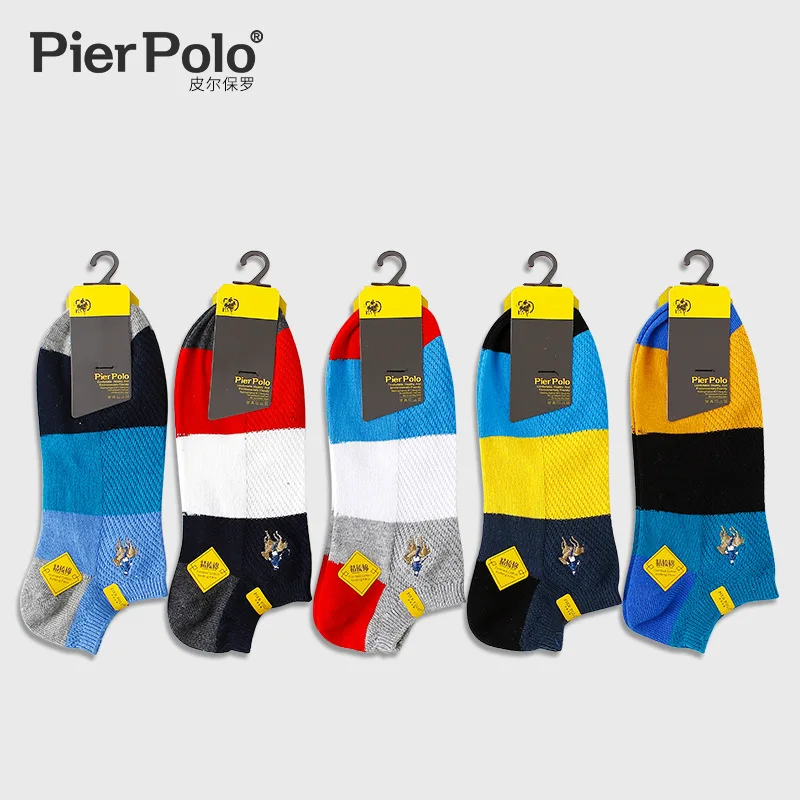 Pier Polo 10 шт. = 5 пар/лот Модные дышащие хлопковые мужские носки повседневные мужские носки в деловом стиле Мужские размеры 40-44 разных цветов - Цвет: G5 mix 5 colors