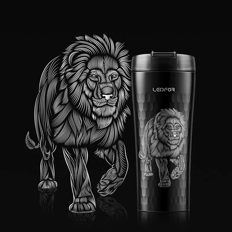 Thermos Termo Tea Coffee Vacuum Flask Thermo Mug Stainless Steel Car Sport Insulated Heat Thermal Water Bottle Tea Thermoses - Цвет: Lion