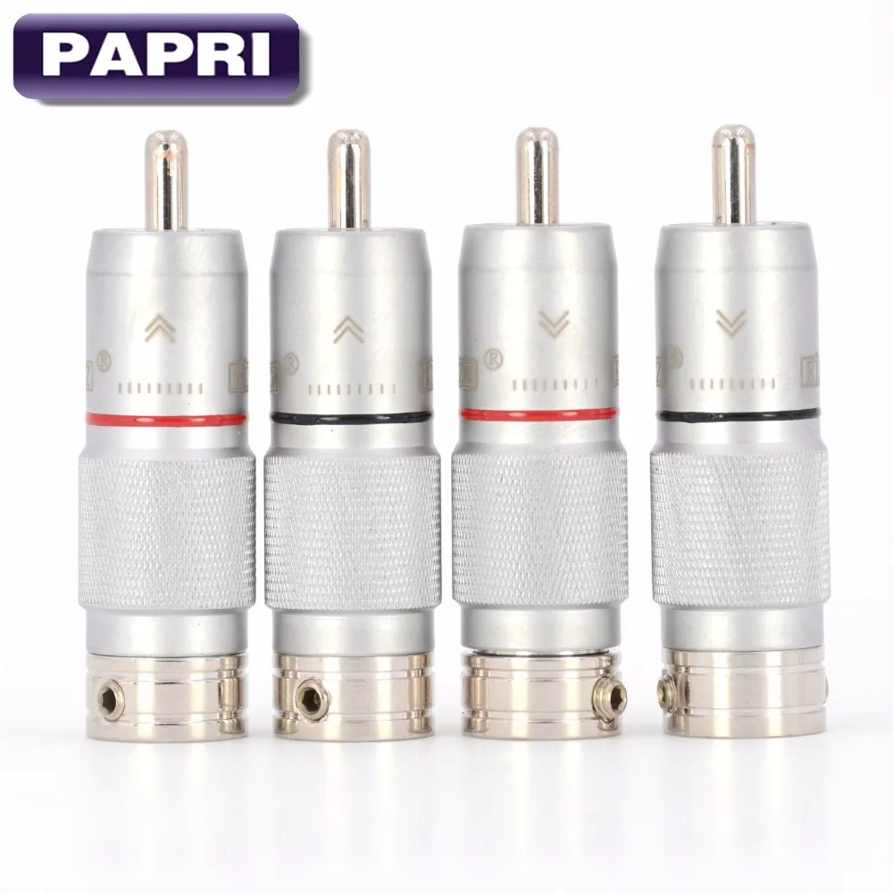 

PAPRI 4PCS EIZZ Rhodium Plated Male RCA Plug Connector HIF Amplifier Audio Video CD Player