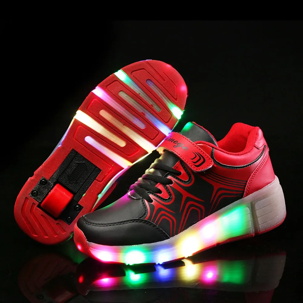 

2018 Luminous Sneakers Glowing Sneakers Kids Shoes with LED Light up Children Roller Shoes Glowing Sneakers for Boys Girls