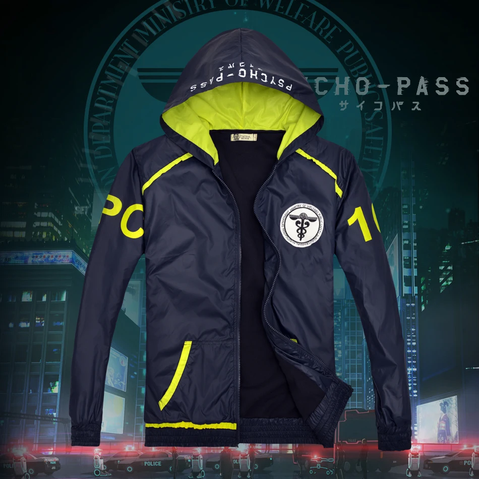 Psycho Pass The Inspector Cosplay Hoodie Deep Blue Waterproof Outdoor