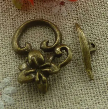 

120 sets bronze plated flower clasps 24x3`25x17mm #1988