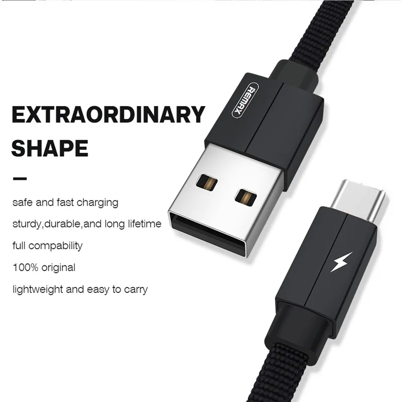 USB Remax Тип C Дата-кабель для быстрой передачи данных зарядки USB C MALE(Папа) плетеный Тип кабеля type-c Зарядное устройство тросиковый кабель для Xiaomi Mi5/samsung/OnePlus 2