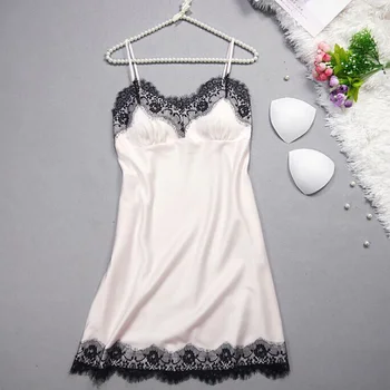 

Women Nightdress One-pieces Solid Color Sling Lace Hem Nightwear NYZ Shop