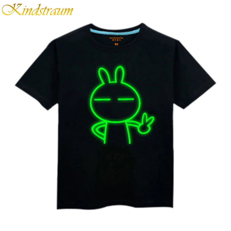 

2017 NEW boy t shirt 100% cotton children summer wear kid's hip hop Neon Print t shirt Party Club Night light punk t-shirt, C123