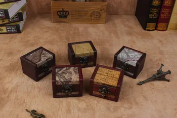 

1PC Retro Vintage Jewelry Box Jewellery Organizer Storage Case Mini Container Decorative Wooden Beauty Boxes NA 005