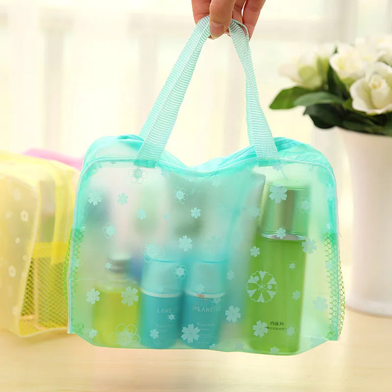 

3 Colors Make Up Organizer Bag Toiletry Bathing Storage Bag women waterproof Transparent Floral PVC Travel cosmetic bag