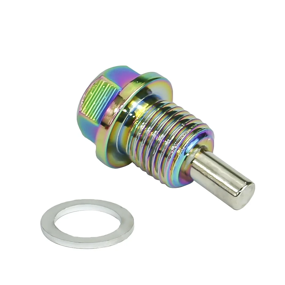 M12 m14 m16 m20 * 1.5 / 1.25 neo chrome alumínio magnético óleo dreno parafuso cárter de óleo de drenagem plugue de drenagem porca de óleo magnético-4