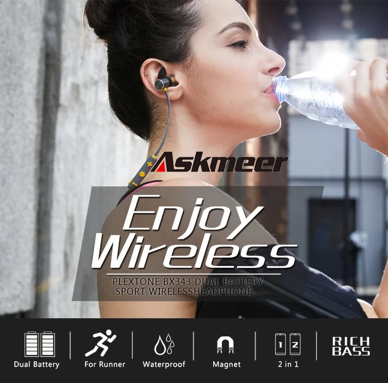 Askmeer Bluetooth Earphone Sport Wireless Waterproof Earbuds Headset In Ear Earphones Hands Free with Microphone for iPhone Xiaomi (1)