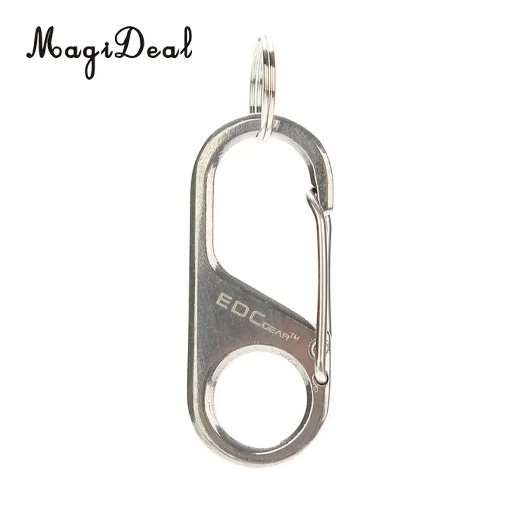 MagiDeal Lightweight Stainless Steel Figure 8 Shape Carabiner& Keyring for Outdoor Camping Fishing Traveling Supplies Silver