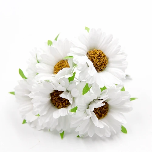 6 шт. Искусственные цветы "сделай сам" искусственный подсолнух цветы для скрапбукинга вечерние цветы для свадебного творчества декоративные цветы - Цвет: Белый