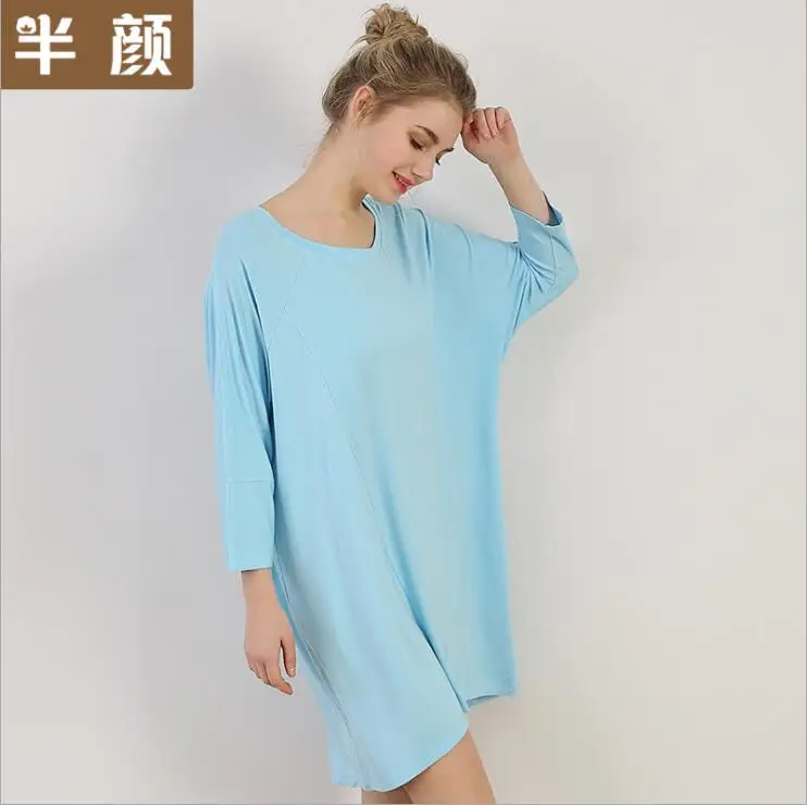 Сезон: весна–лето пикантные Для женщин пижамы плюс Размеры долго модальный ночной рубашке Свободные Для женщин Ночной сон платье Мягкая Ночная Рубашка домашняя одежда