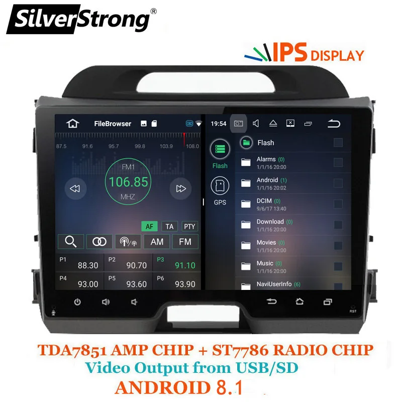 SilverStrong 2Din ips ANDROID8.1 Автомобильный gps для Sportage3 Android KIA Sportage 3 автомобиль 9 дюймов