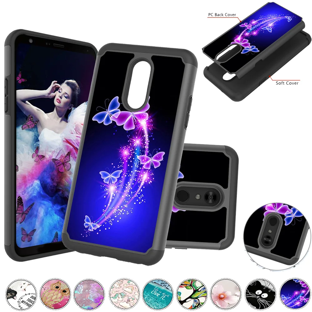 

Fundas For LG Stylo 5 4 Case Shockproof Colored Painting Phone case on for lg Q Stylus 4 Girls Hybrid PC TPU Silicone Back Cover