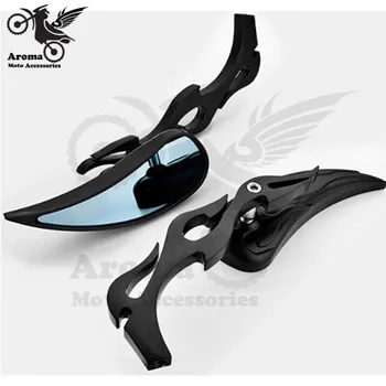 

high quality fire Style black harley mirrors unviersal motorcycle rearview mirror 10mm 8mm motocross Accessories top quality hot