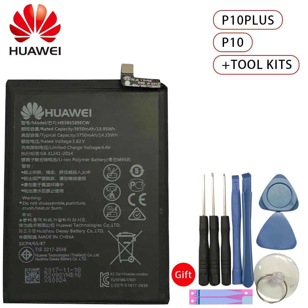 

Hua Wei Original HB386589ECW 3650mAh Rechargeable Li-ion Phone battery For Huawei P10plus P10 PLUS Smart Mobile Phone