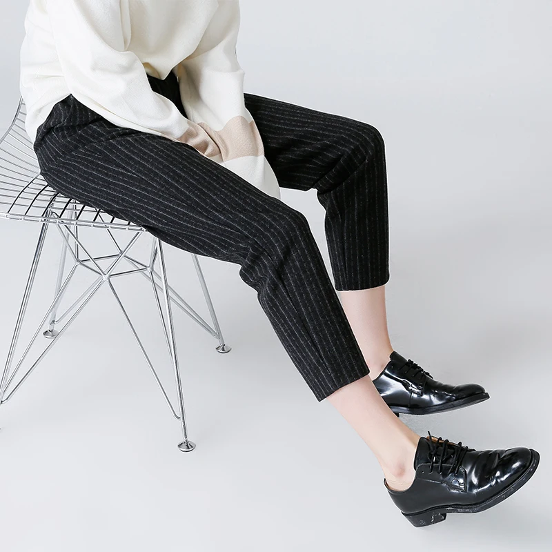  Toyouth Women Harem Pants 2019 Casual Black Striped Trousers Ankle Length Elastic Waist Ladies Loos
