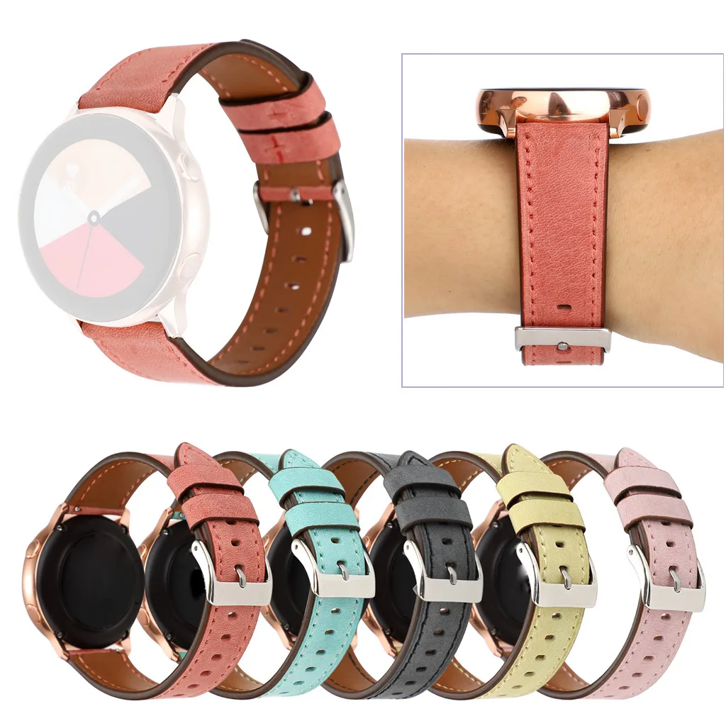 Тонкий Премиум кожаный ремешок для samsung Galaxy Watch Active 40 мм модный подарок унисекс черный розовый